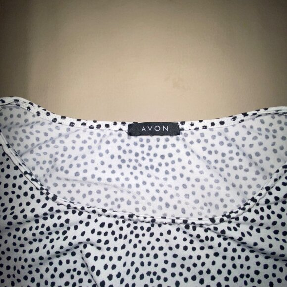 Avon Womens Polka Dot Flutter Sleeve Top M - Picture 3 of 6